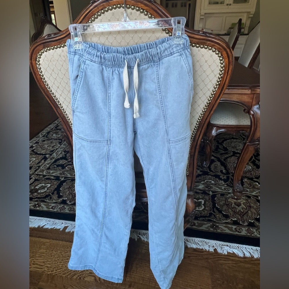 Aerie Me Day Lt Denim Tie Waist Pants XS
